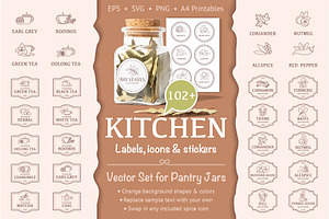 Vintage Kitchen Jar Labels, Icons, an Object Graphic by Lettering_Logo