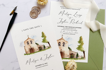 Rustic Church Wedding Invitation