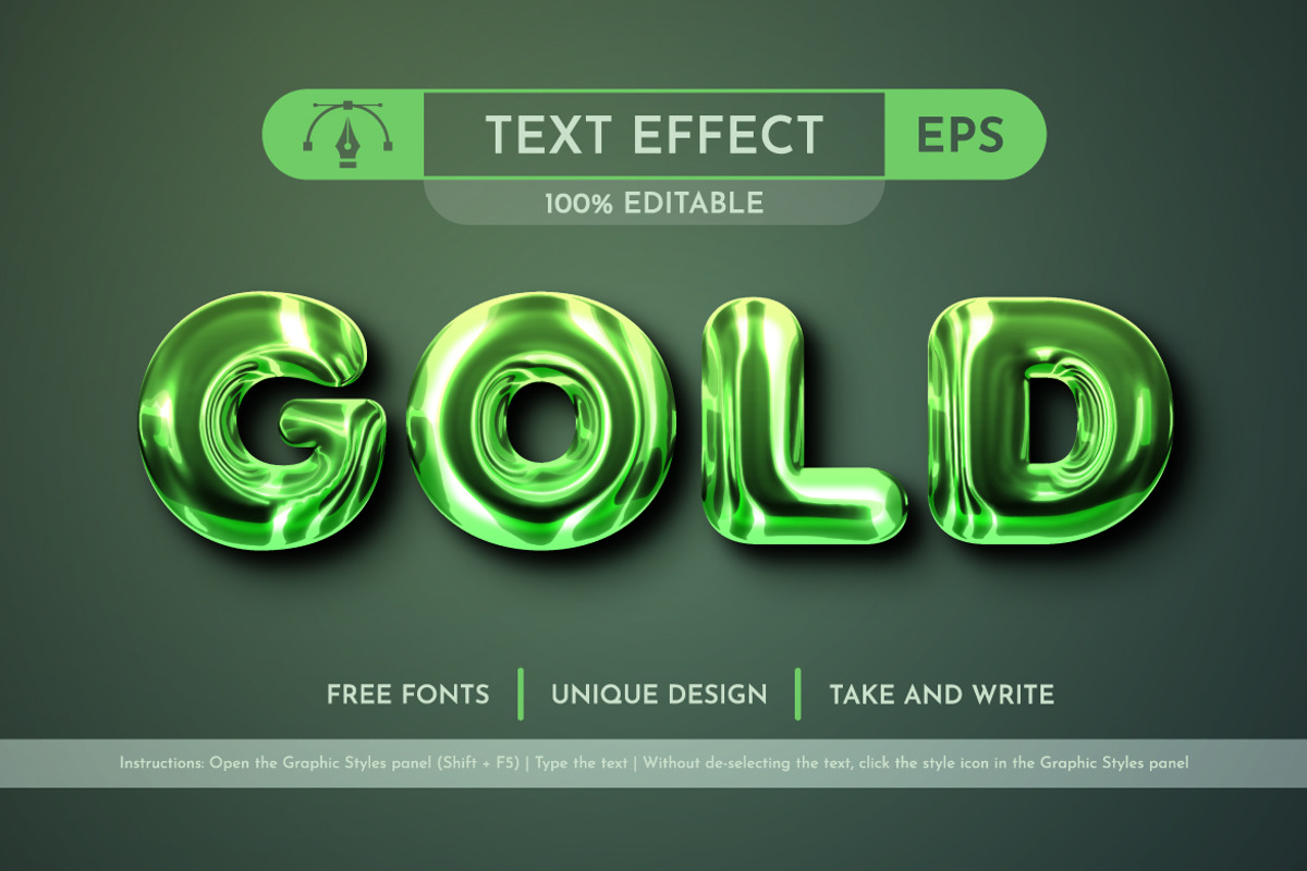 5 Metal Editable Text Effects, a Layer Style Add-On by rwgusev (Photo 7 of 7)