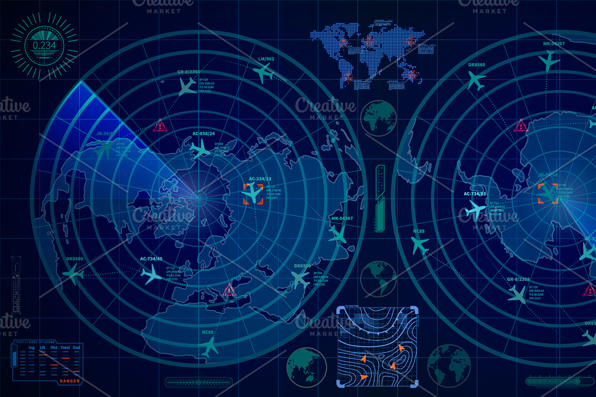 Blue detailed military radar, an Object Illustration by BestPics