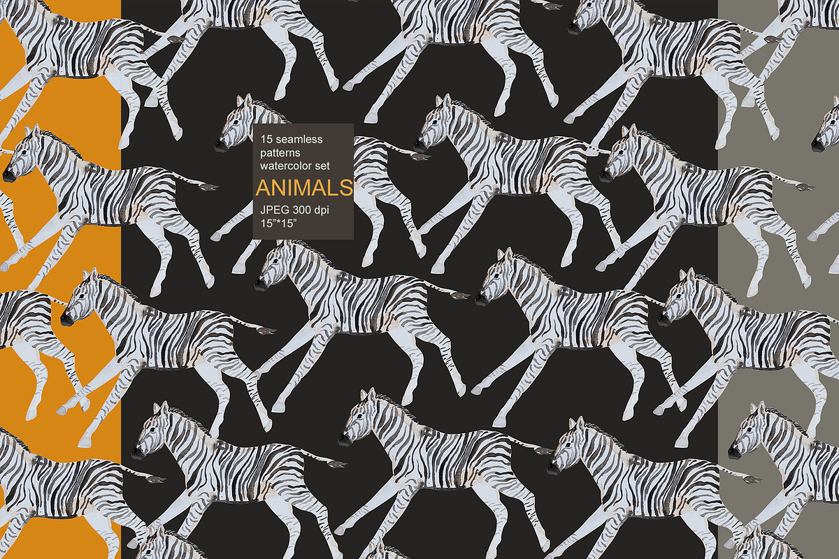 Animal watercolor seamless pack, a Pattern Graphic by PatternsBlooming (Photo 4 of 9)
