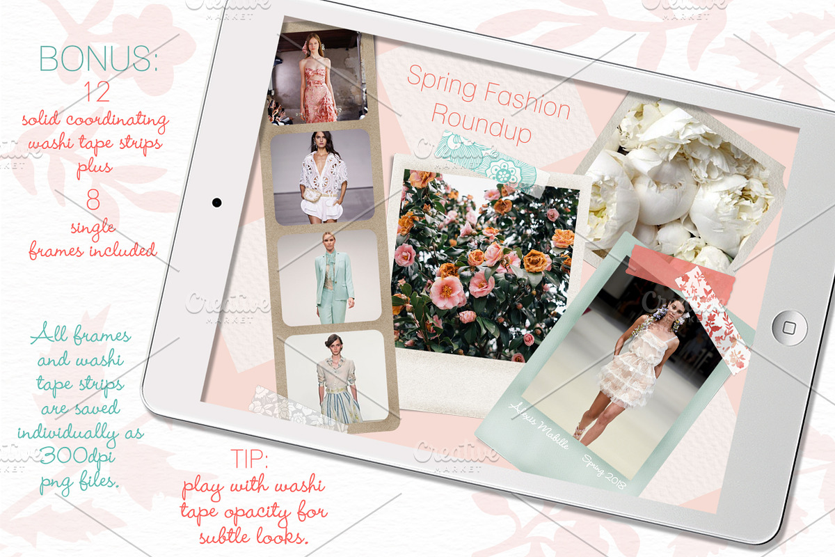 Floral Washi Tape and Collage Frames, an Object Graphic by patternpop studio (Photo 2 of 5)