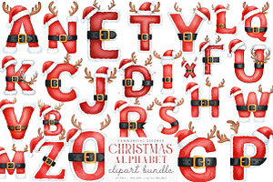 Winter Christmas Santa Alphabet PNG, an Illustration by SinaCreation