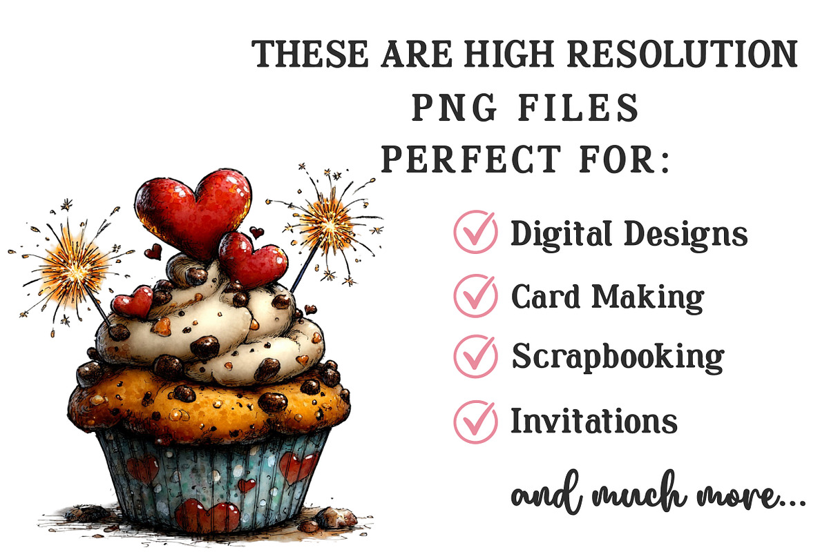 Whimsical Valentine Cupcake Clipart, an Illustration by OK Design (Photo 5 of 6)