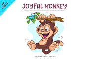 Joyful Cartoon Monkey. Tshirt, an Animal Illustration by KENO Mascots (Thumbnail 2 of 3)