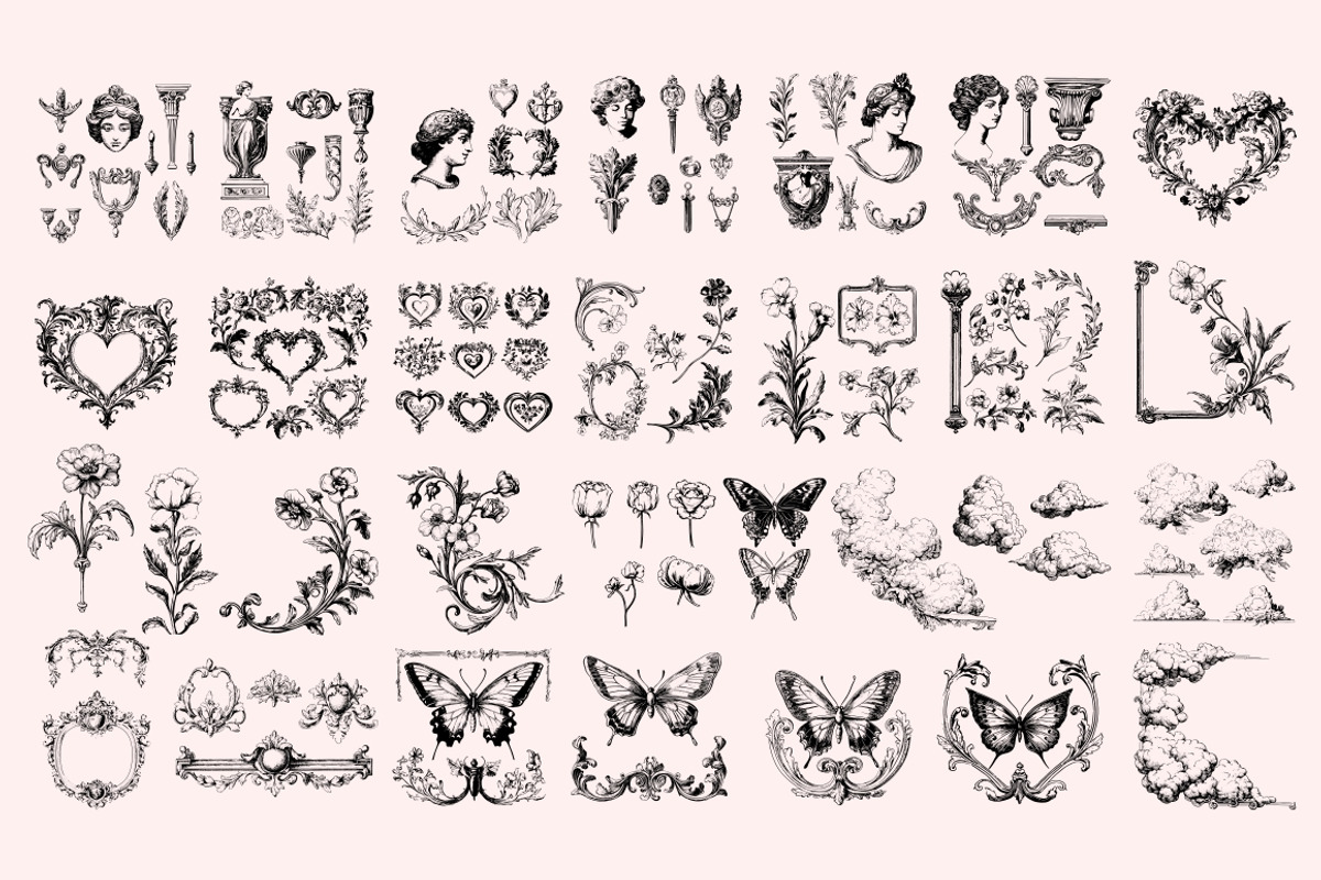 300 Baroque Wedding elements, a Decorative Illustration by Nocturnal Wolf (Photo 7 of 14)