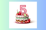 3D Birthday Cake Numbers Clip Art, a Food & Drink 3D Model by Whiskey Bee Boutique (Thumbnail 6 of 11)