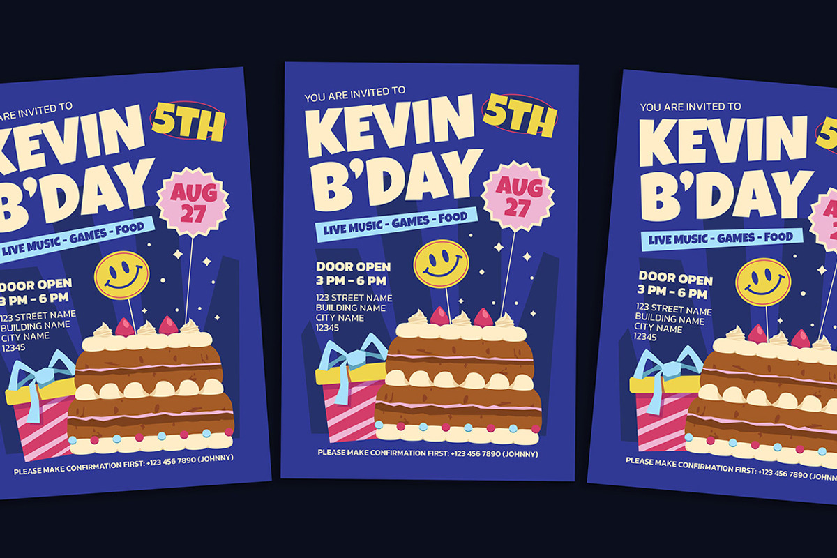 Playful Birthday Flyer, a Flyer Template by Gumico Studio. (Photo 1 of 3)