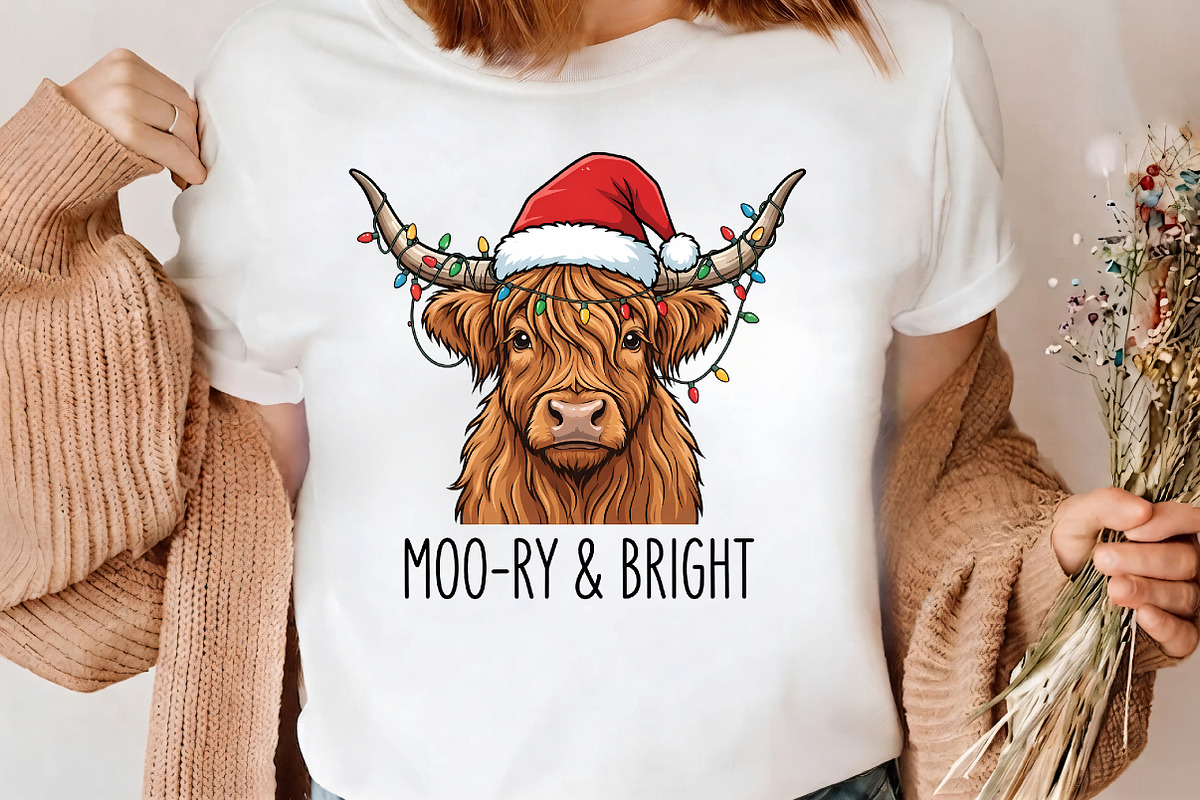 Moory Bright Highland Cow Christmas, a Seasonal Illustration by CrexoraLab (Photo 3 of 4)