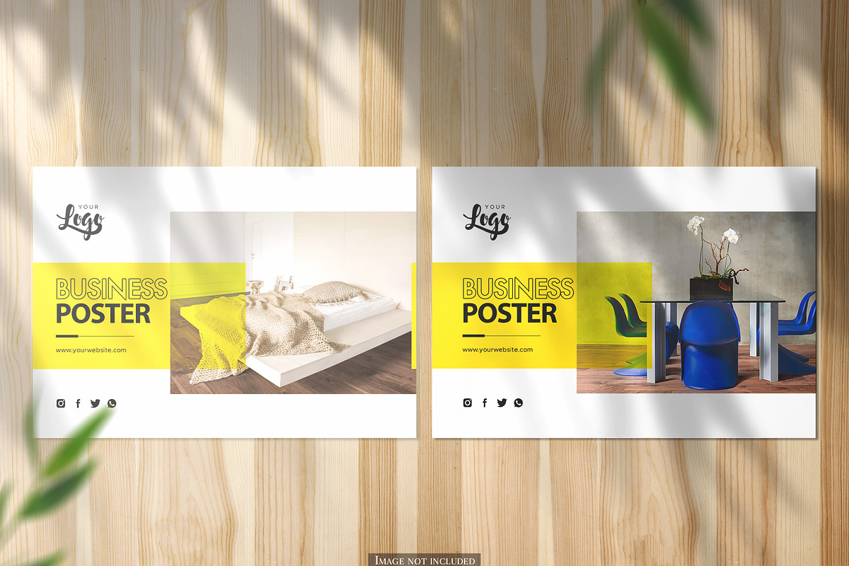 Two landscape A5 Poster Mockup, a Print Template by ItemBridge