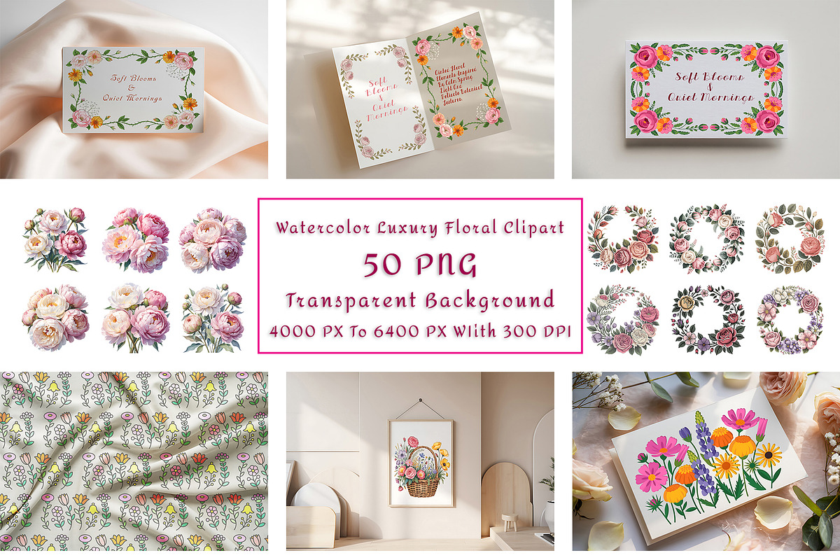 Watercolor Luxury Floral Clipart, a Decorative Illustration by ForhadGFX (Photo 1 of 13)