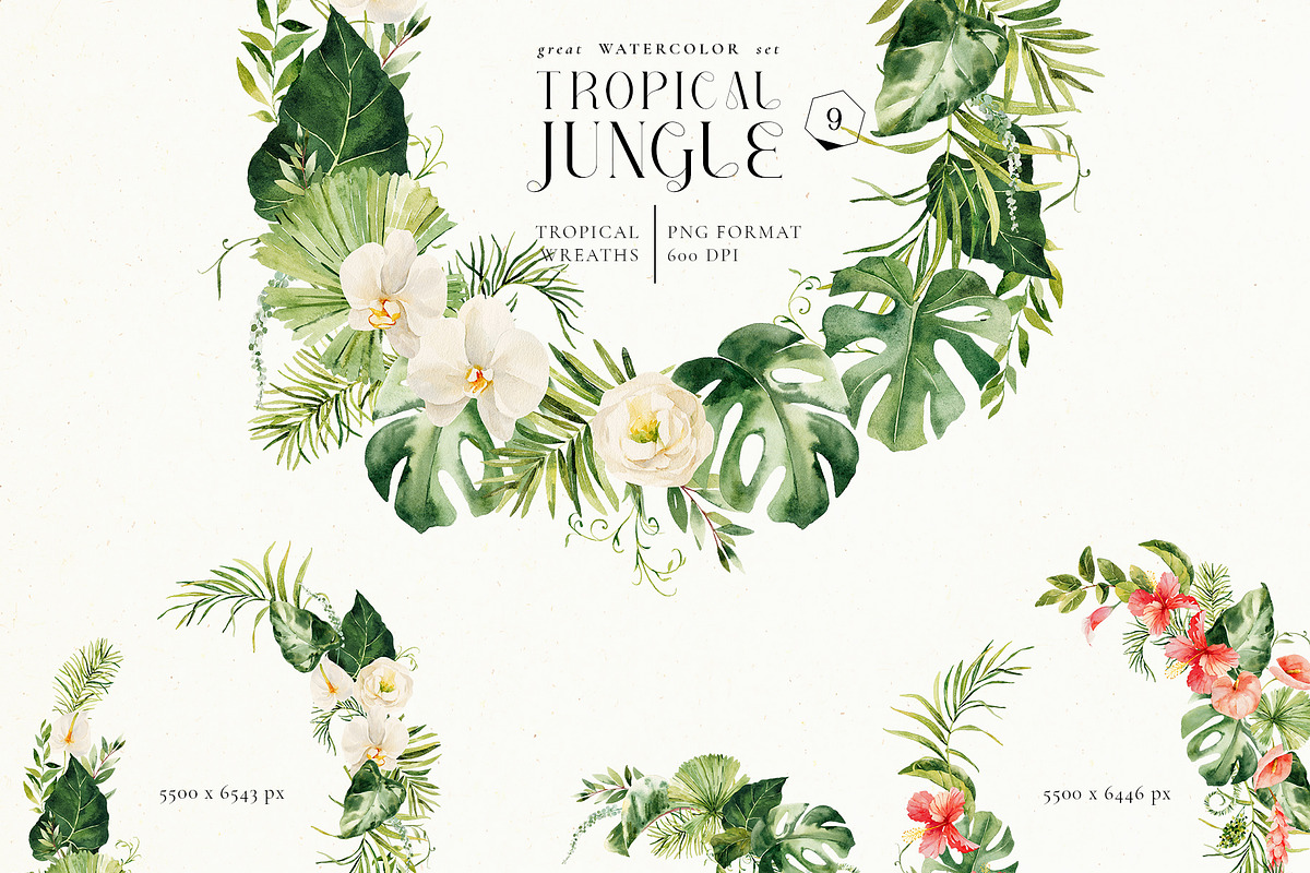 Tropical jungle - watercolor set, a Decorative Illustration by Pamyatka Shop (Photo 24 of 27)