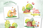 FARM ANIMALS watercolor set, an Animal Illustration by LenArt (Thumbnail 3 of 17)