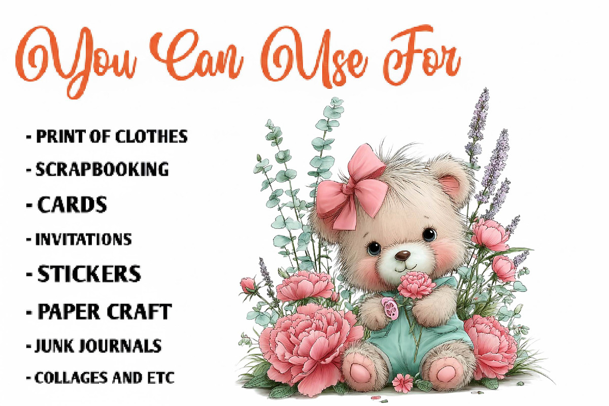 Baby in bloom Teddy bear png, a Seasonal Illustration by CreationArt (Photo 5 of 7)