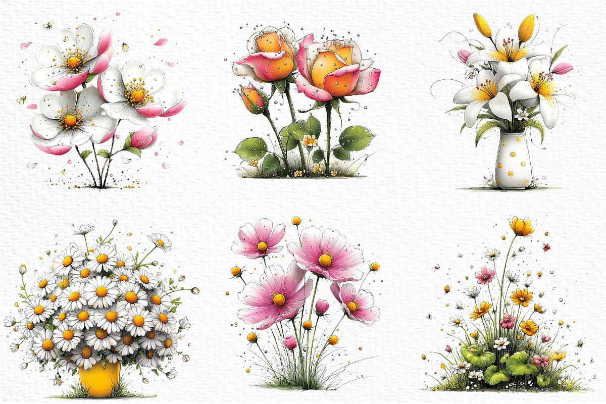 Whimsical Easter Flowers Clipart Png, an Illustration by Craft Nest (Photo 5 of 11)