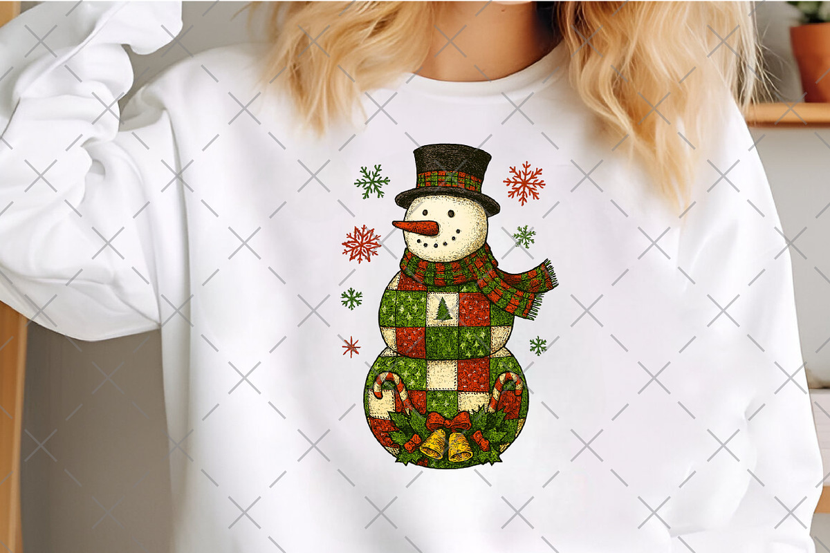 Christmas Snowman Patchwork PNG, an Illustration by Craft Nest (Photo 4 of 6)