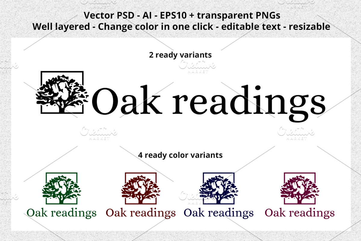 Oak Readings logo design template, a Branding & Logo Template by Manudesign (Photo 2 of 3)