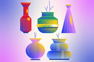 Purple Gradient Vase Illustration, an Object Illustration by graphicook