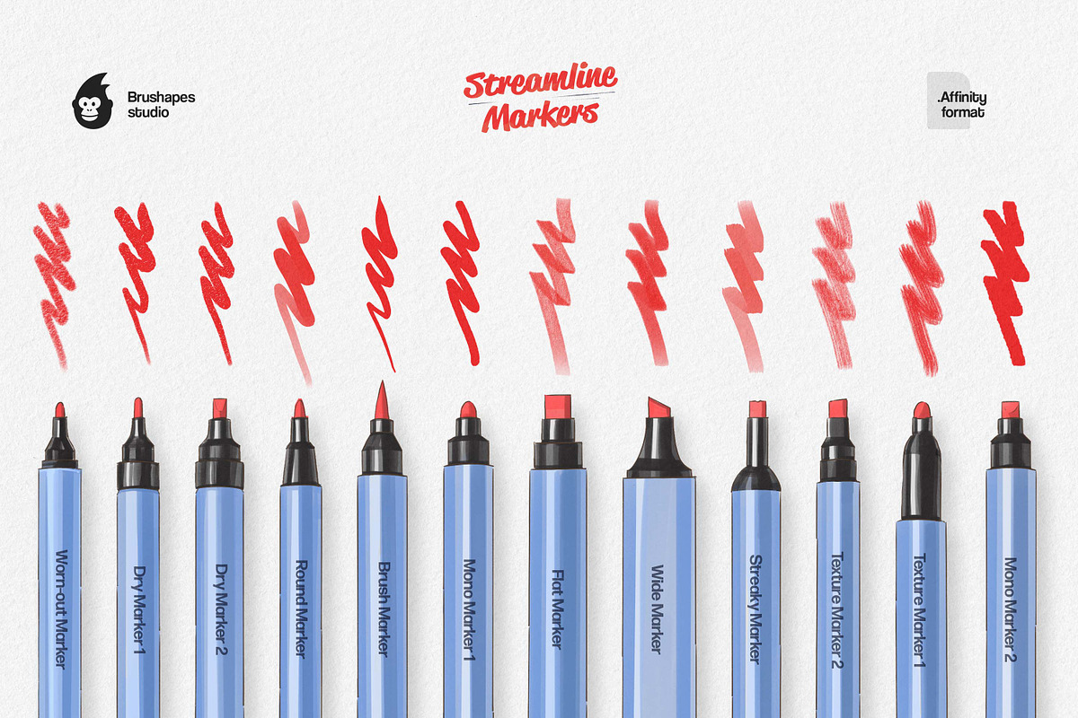 Streamline Markers for Affinity, a Brush Add-On by brushapes.com (Photo 6 of 8)