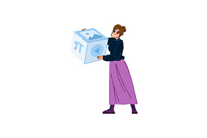 Woman holding jpeg file cube, a Technology Illustration by pikepicture