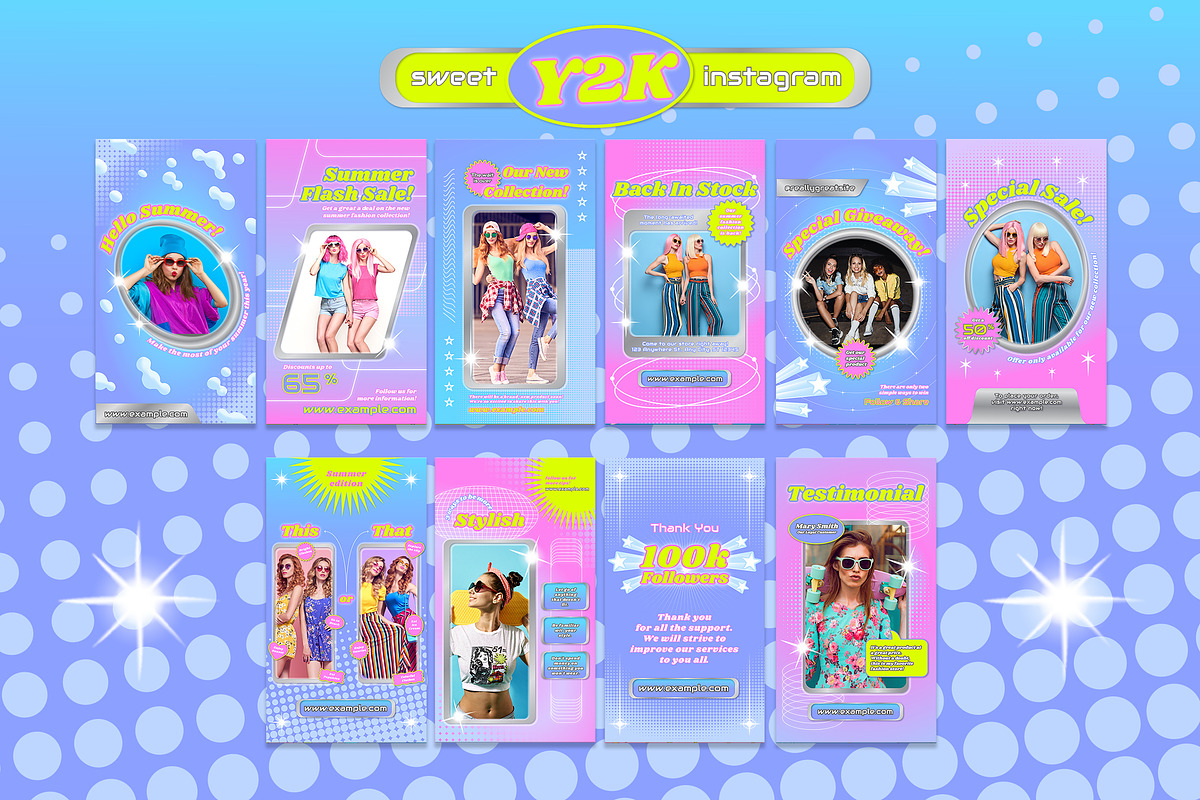 Sweet Y2k Instagram Set, a Social Media Template by Aiyari Graphic (Photo 3 of 4)