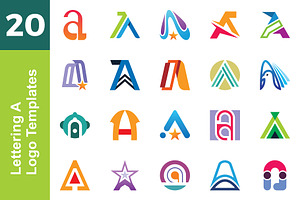 20 Logo Lettering A Template Bundle