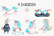 Watercolor sweet unicorns, an Animal Illustration by talloshau's illustrations (Thumbnail 2 of 5)