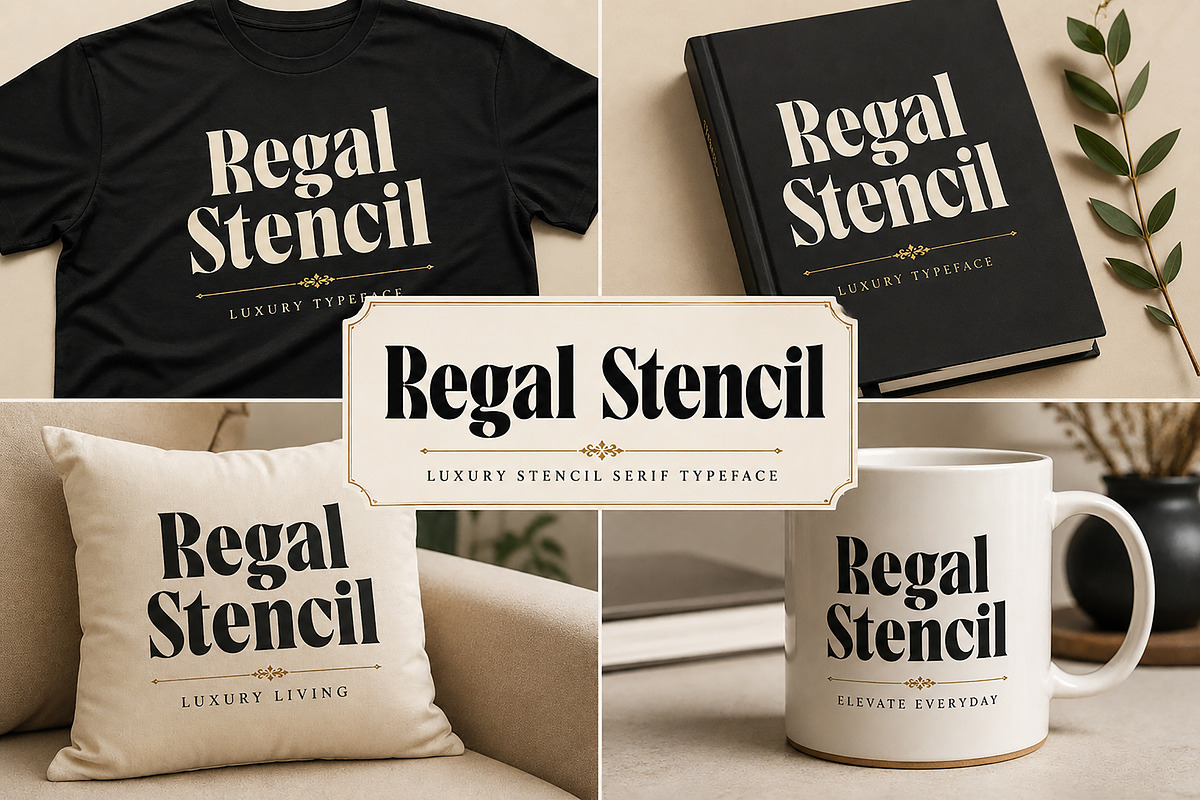 Regal Stencil, a Serif Font by Wow Magic (Photo 2 of 5)
