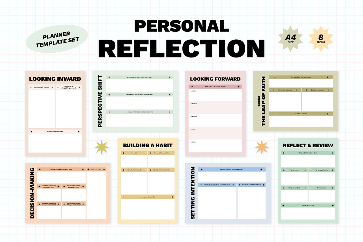 Personal Reflection & Planner Set, a Stationery Template by Artflorara (Photo 1 of 10)