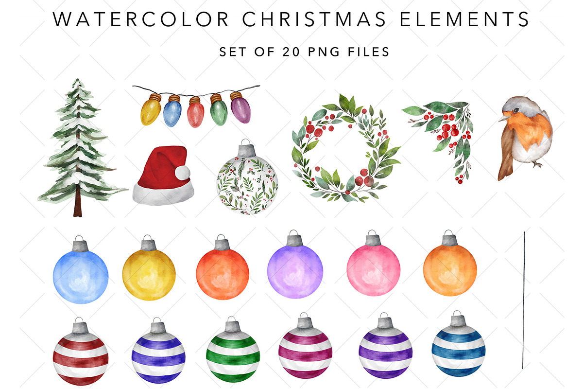 Watercolor Christmas Cliparts, an Illustration by NancyDzines (Photo 2 of 4)