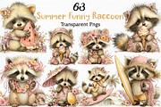 Summer Funny Raccoon Clipart, an Illustration by Craft Nest (Thumbnail 1 of 12)