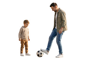 father and son with a soccer ball, a Person Photo by itakdalee