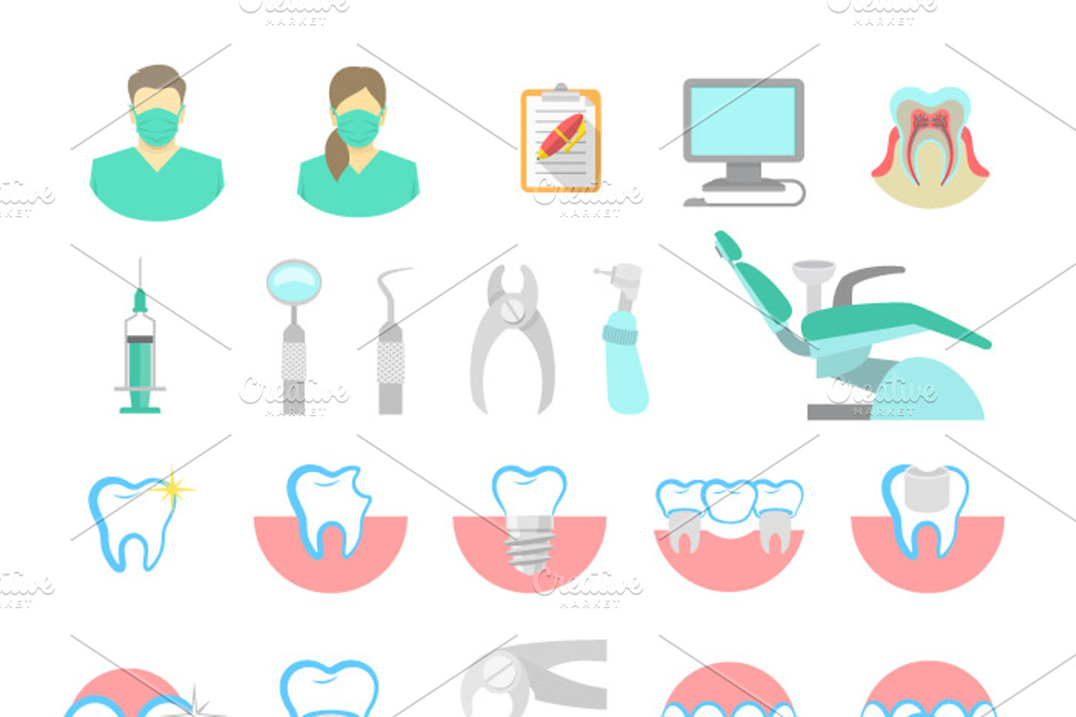 Dental clinic services flat icons, an Icon by Vectorikart (Photo 2 of 4)