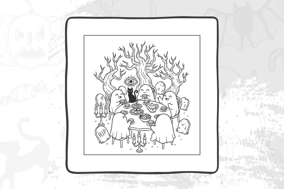 Cute Halloween Coloring Pages, an Illustration by DesignDevisers (Photo 8 of 9)