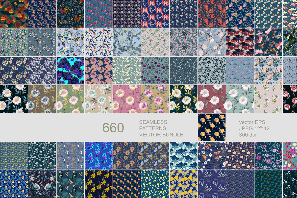 Floral seamless vector bundle, a Pattern Graphic by PatternsBlooming (Photo 6 of 19)