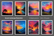Sunset Landscape Illustration, a Decorative Illustration by Housui Patterns (Thumbnail 6 of 9)