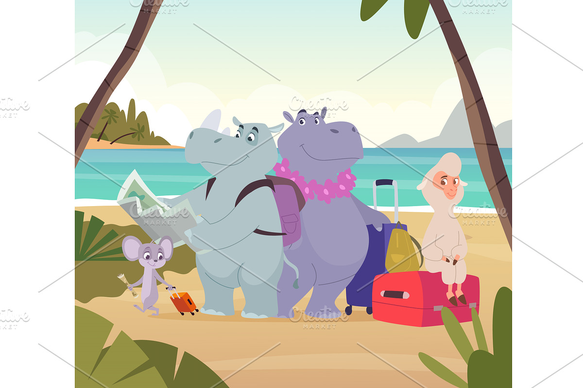 Animal travellers. wild cartoon, an Animal Illustration by Onyx
