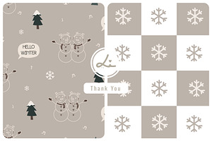 Cute snowman and plaid pattern