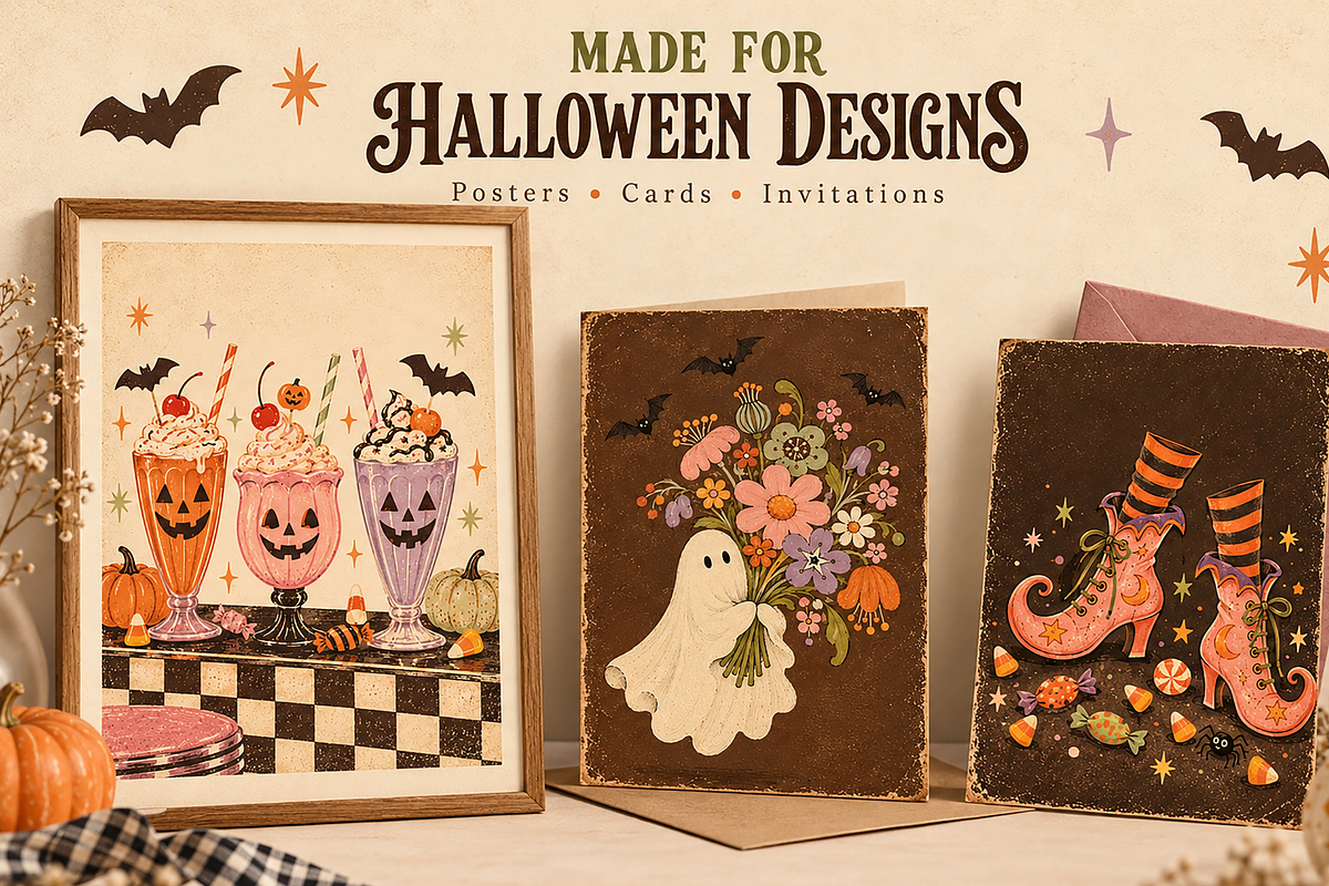 Retro Spooky Halloween Illustrations, a Background Graphic by MarisoArt (Photo 3 of 6)