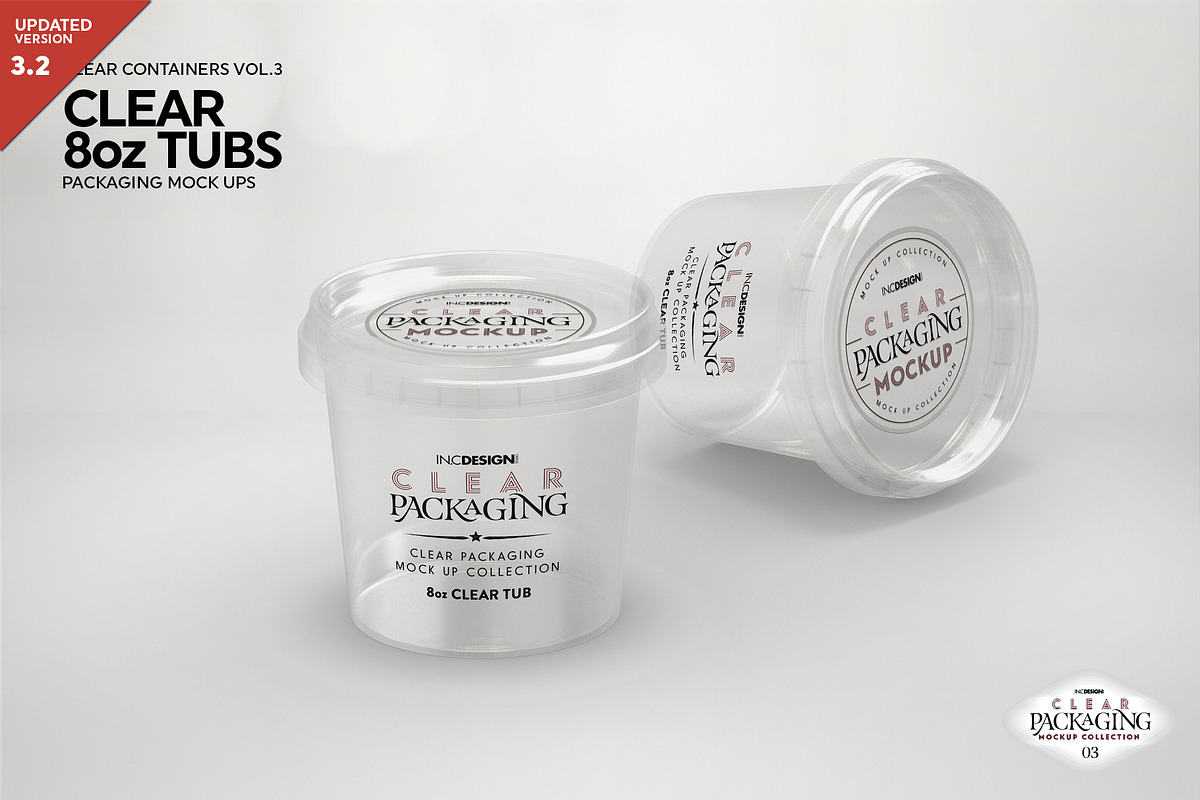 Clear 8oz Tubs Packaging Mockup, a Cups & Container Mockup by INCDesign (Photo 1 of 6)