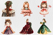 Watercolor Christmas Princess Clipar, an Illustration by Rose Art (Thumbnail 4 of 5)