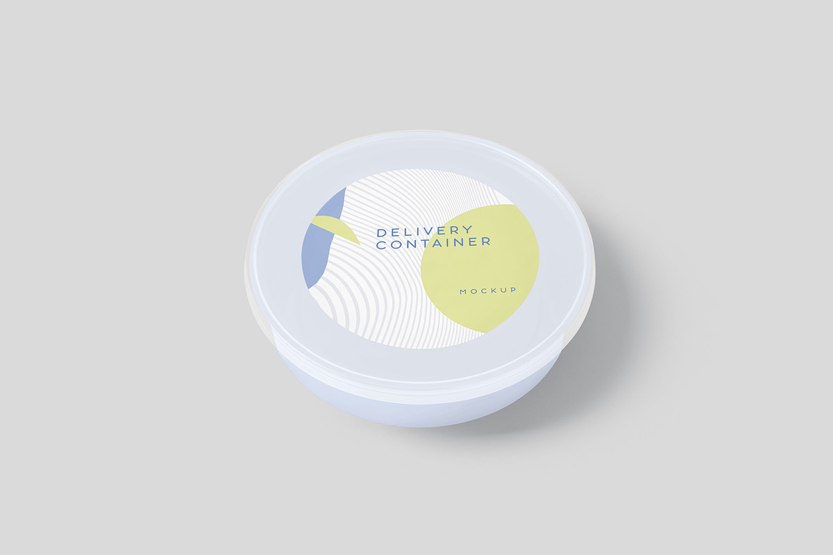 Round Plastic Box Label Mockups, a Cups & Container Mockup by GfxFoundry (Photo 3 of 8)