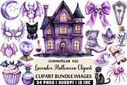 Watercolor Lavender Halloween PNG, an Illustration by Craft Nest (Thumbnail 1 of 6)
