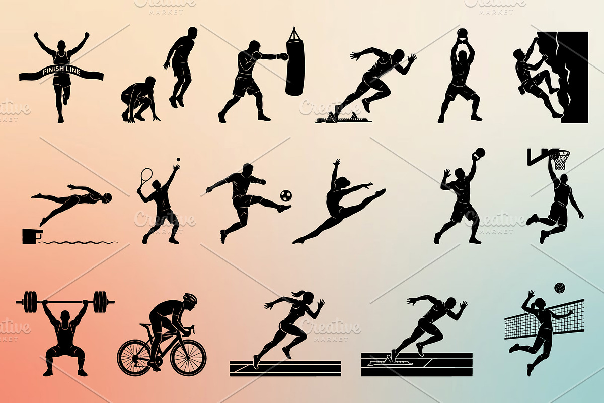 Active Sports & Fitness Silhouettes, an Object Graphic by Designgrove (Photo 3 of 4)