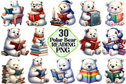 Polar Bear Reading Clipart, an Animal Illustration by Pixels.Craft (Thumbnail 1 of 7)