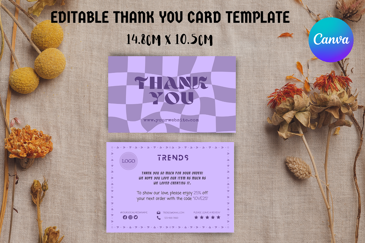 Thank you card Canva Template, a Business Card Template by Kyuubu Arts (Photo 1 of 3)