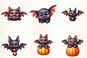Kawaii Quirky Halloween Bat Clipart, an Illustration by CrexoraLab (Thumbnail 2 of 5)