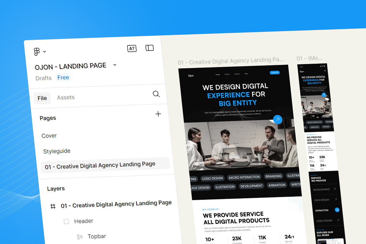 Ojon - Landing Page Design, an UI Kit Template by mz-studio (Photo 2 of 4)