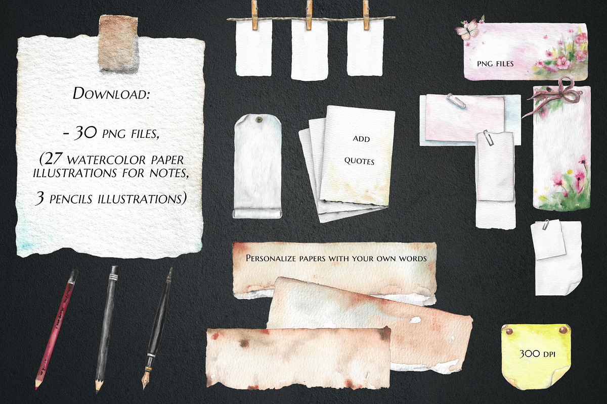 Watercolor Paper Clipart for Notes, a Texture Illustration by Black Aneri (Photo 2 of 5)