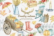Watercolor rustic autumn clipart, a Decorative Illustration by AquarelleSpace (Thumbnail 1 of 4)
